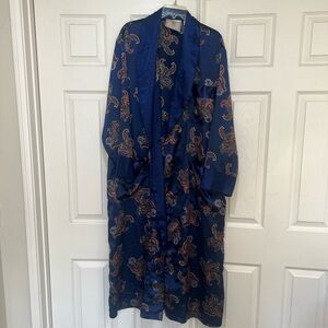 VNTG Number 1 London Paisley Satin‎ Long Pockets Robe Lounge Luxury No Belt Sz M
